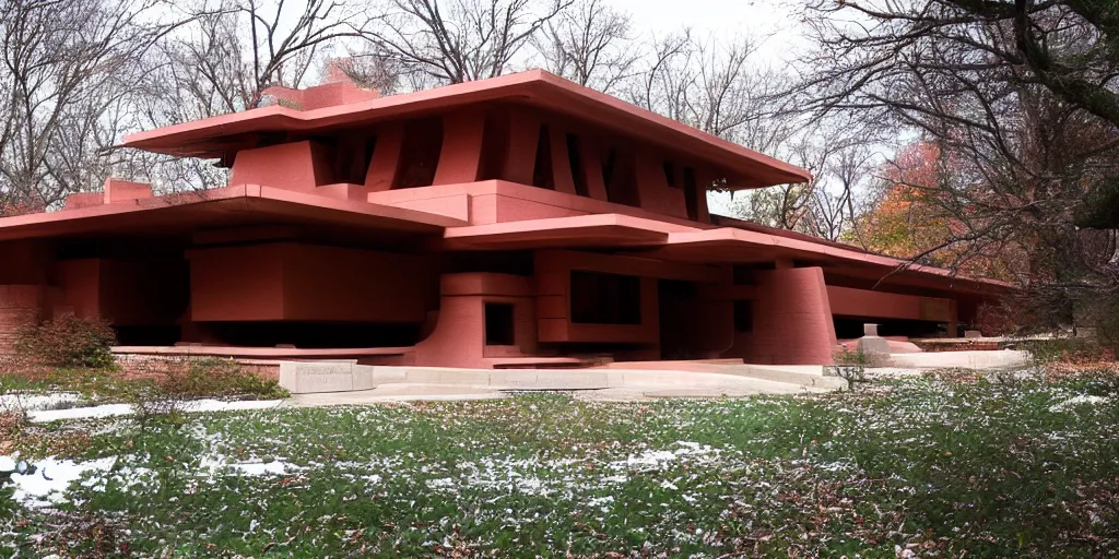 Image similar to brutality frank lloyd wright house, photo