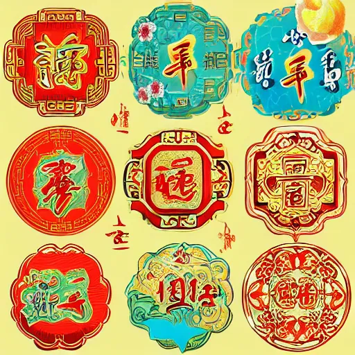 Image similar to traditional chinese, illustrator element fancy shining color, sharp focus, super resolution, the chinese zodiac, high quality