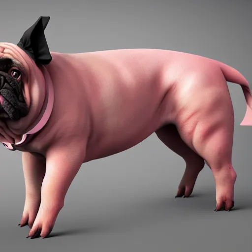 Prompt: a fusion of a dog and a pig, hyperdetailed, artstation, cgsociety, 8 k
