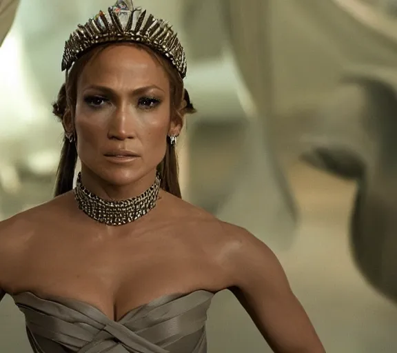 Image similar to a movie still of jennifer lopez as princess leigha in the movie star wars