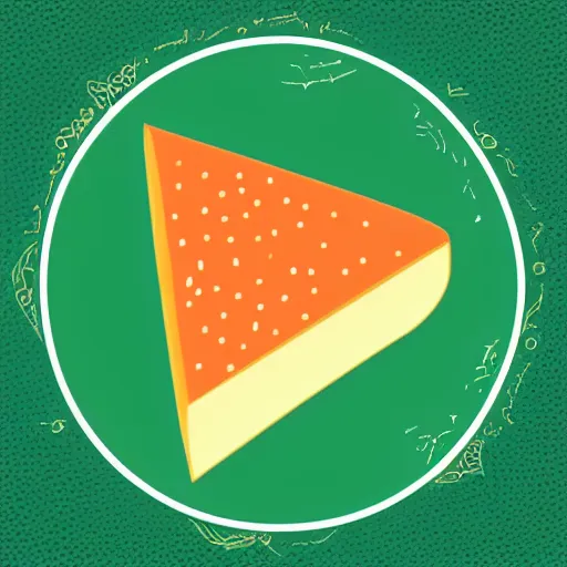 Image similar to a wedge of cheese with a green participation badge saying participation badge stuck to the side, stock art, 8K