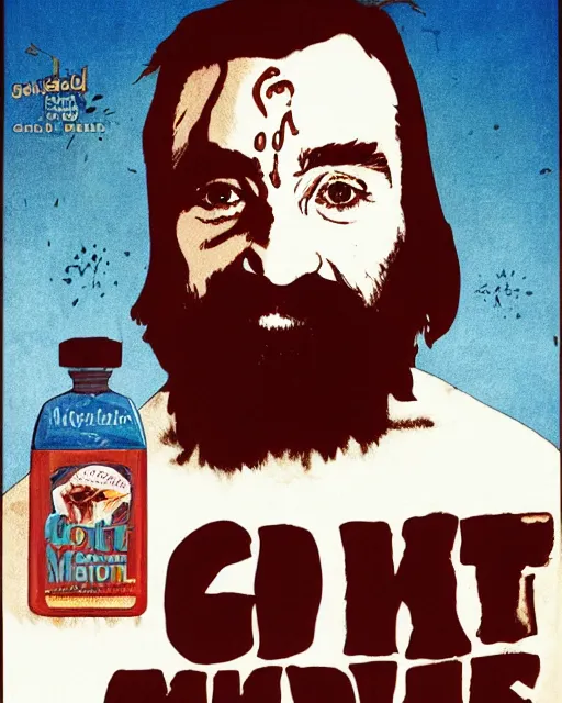 Image similar to a got milk poster featuring charles manson