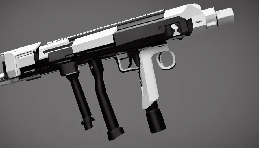 Prompt: extremely detailed ultra realistic photographic side view ultra minimalist coilgun rifle, detailed trigger, chemically propelled, electric, smooth streamline, elegant sleek smooth body, white paint, battery and wires, railgun, chemrail, gauss, smooth utopian design, ultra high quality, octane, cod, destiny, warframe, terminator