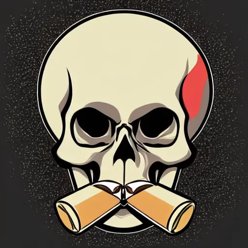 Prompt: a skull smoking a cigar, illustration, vector art, s clean lines, clip art, on white background, pinterest, artstation, deviantart