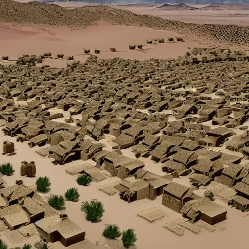 Prompt: a desert village