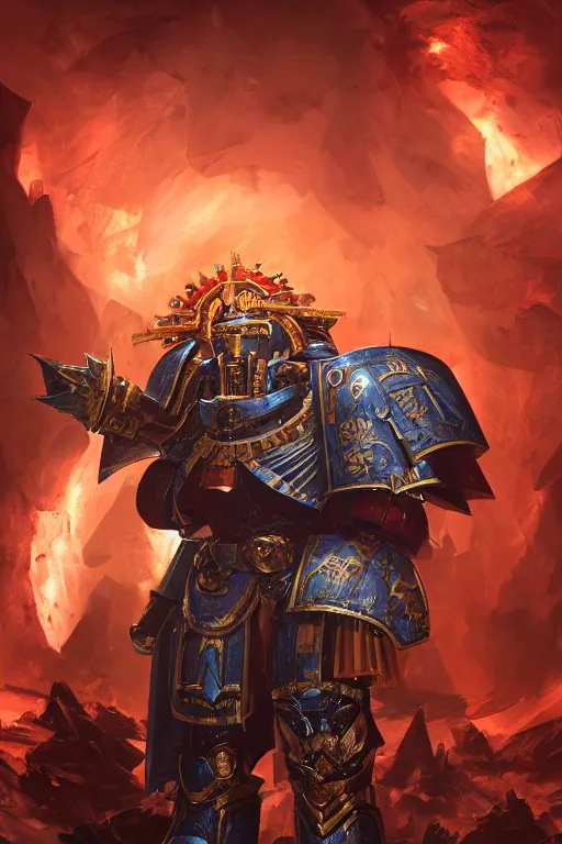 Image similar to armor portrait heros warhammer 4 0 k horus heresy fanart - the primarchs emperor by johannes helgeson animated with vfx concept artist & illustrator global illumination ray tracing hdr fanart arstation zbrush central hardmesh 8 k octane renderer comics stylized