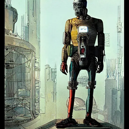 Image similar to Digital portrait of a cyborg from Ghost in the machine by Enki bilal and Moebius and francois Schuiten, cyberpunk, impressive perspective, aesthetic, masterpiece