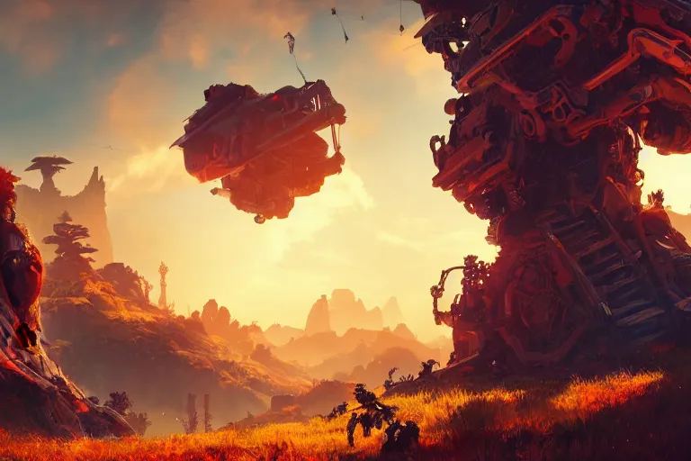 Image similar to scorcher machine mecanical creature robot of horizon forbidden west horizon zero dawn radiating a glowing aura global illumination ray tracing hdr fanart arstation by ian pesty and alena aenami artworks in 4 k