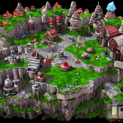 Prompt: underground dwarf kingdom, massive, 3d render, low poly, video game, game demo, E3