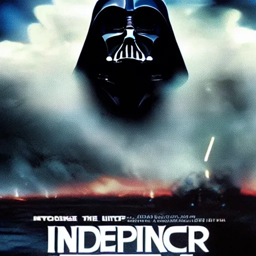 Prompt: movie poster for independence day ( 1 9 9 9 ) starring darth vader