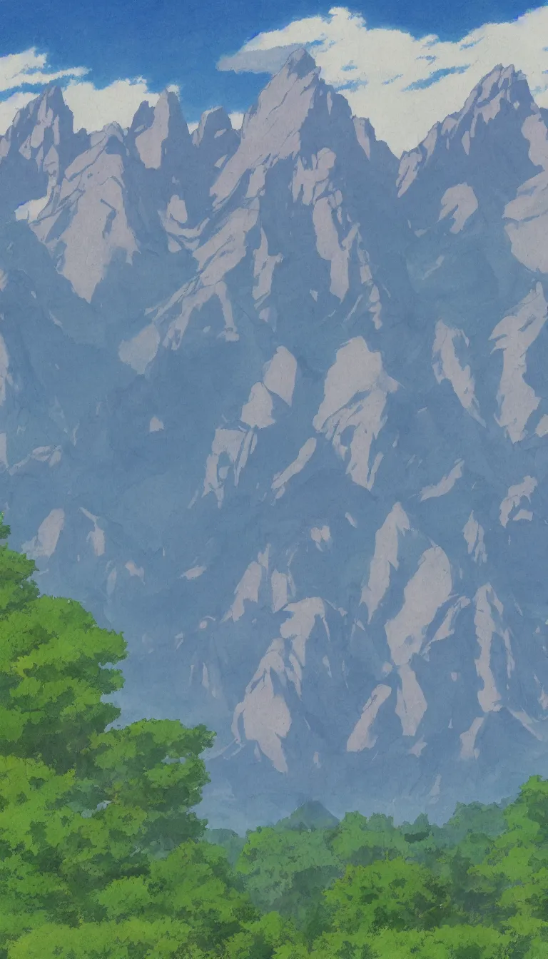 Prompt: view of the Grand Teton mountains in Studio Ghibli style, 4k