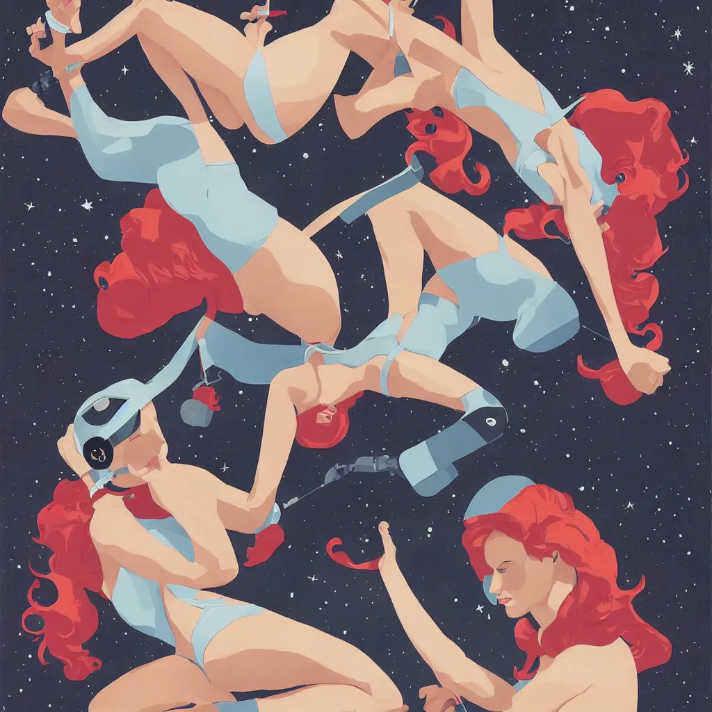 Image similar to maxim playboy astronaut pin - up by phil noto