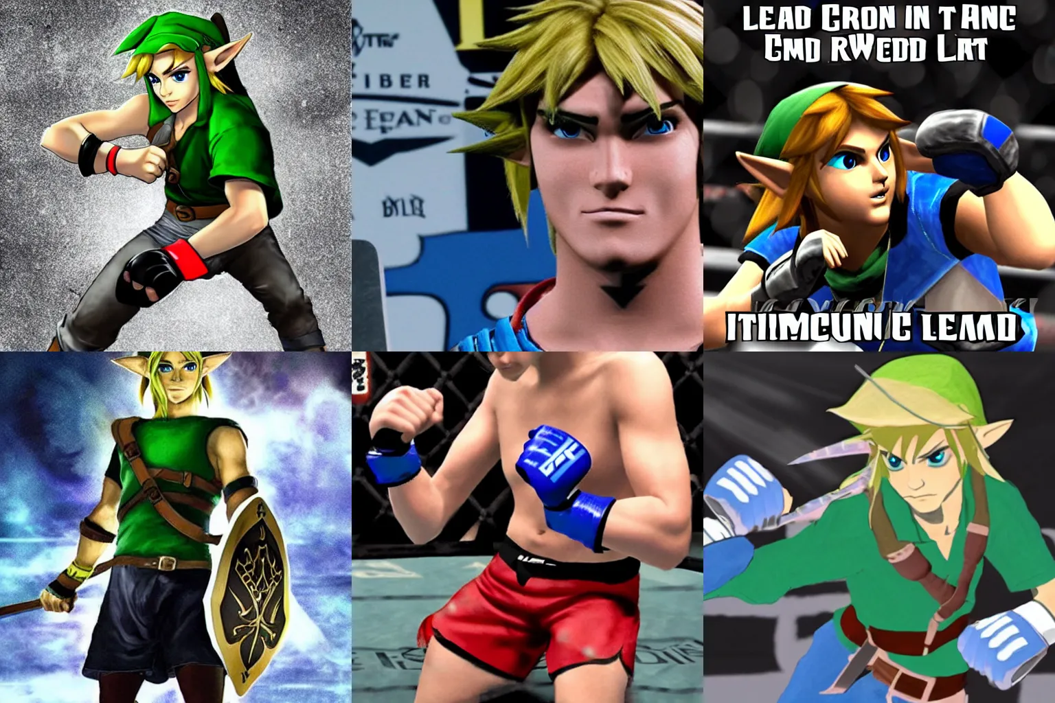 Prompt: Link from Legend of Zelda as an MMA fighter in the UFC