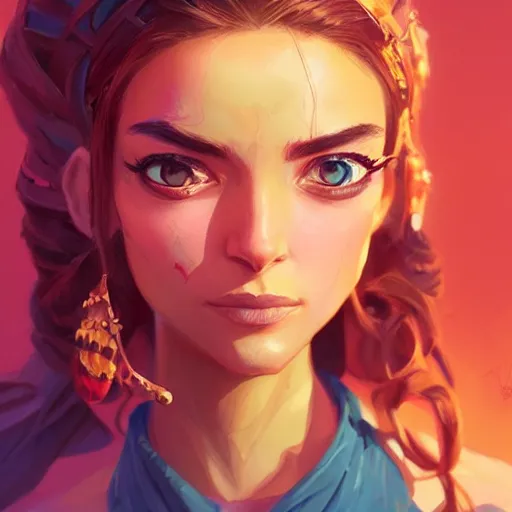 Image similar to beautiful female portrait, maya ali mage, gloomhaven, dynamic lighting, gaudy colors, octane render aesthetic, matte painting concept art, official fanart behance hd artstation by jesper ejsing, by rhads and makoto shinkai and lois van baarle and ilya kuvshinov and rossdraws