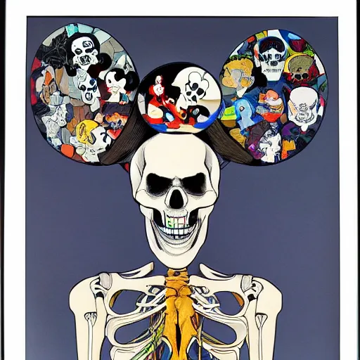 Image similar to portrait painting Disney skull skeleton, comic book, highly detailed, art by Singer Sargent and damien hirst