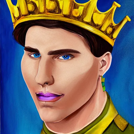 Prompt: jerma as a king, wearing a crown, king, highy detailed headshot painting