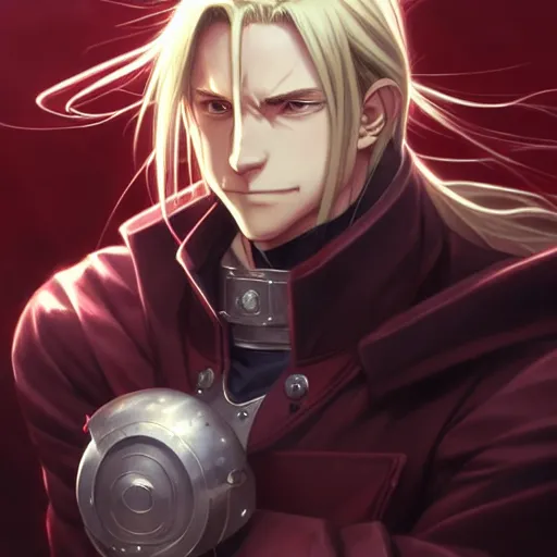 Image similar to Edward Elric from Fullmetal Alchemist, fantasy, intricate, elegant, highly detailed, digital painting, artstation, concept art, matte, sharp focus, illustration, art by Artgerm and Greg Rutkowski and Alphonse Mucha