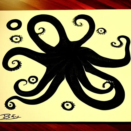 Image similar to octopus symmetric logo painting by tim biskup, matte background, digital painting, minimal, trending on artstation