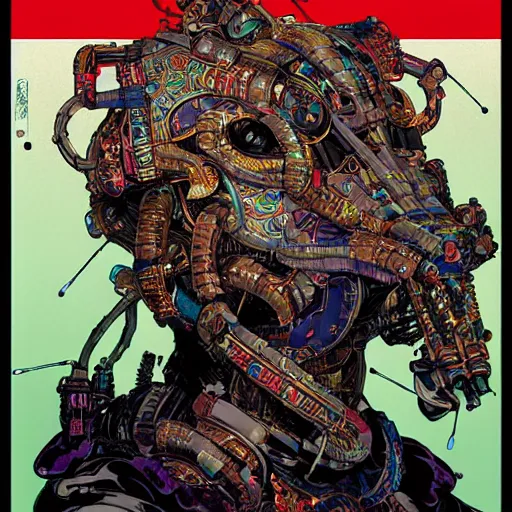 Image similar to cyberpunk oimmortal beast from chinese mythology cyborg portrait, illustration, pop art, splash painting, art by geof darrow, ashley wood, alphonse mucha, makoto shinkai