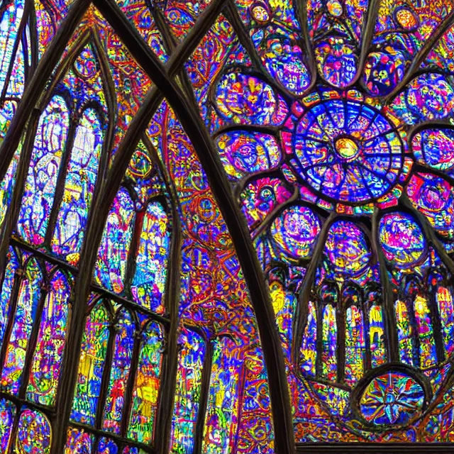 Image similar to gothic cathedral rose window megastructure depicting techo circuitry, intricate colorful masterpiece, hyper detailed, hd