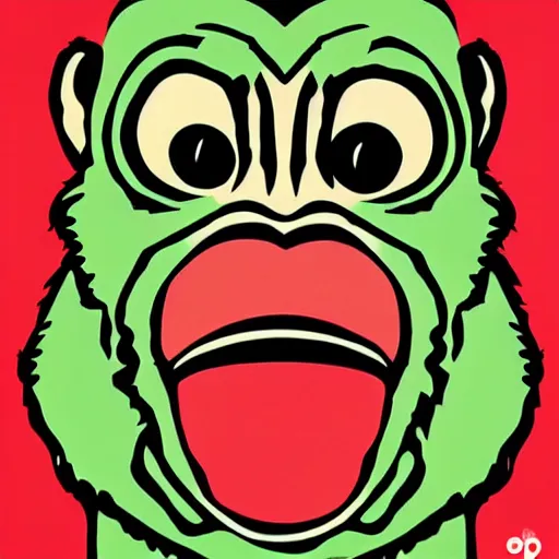 Image similar to a pop art painting of a monkey