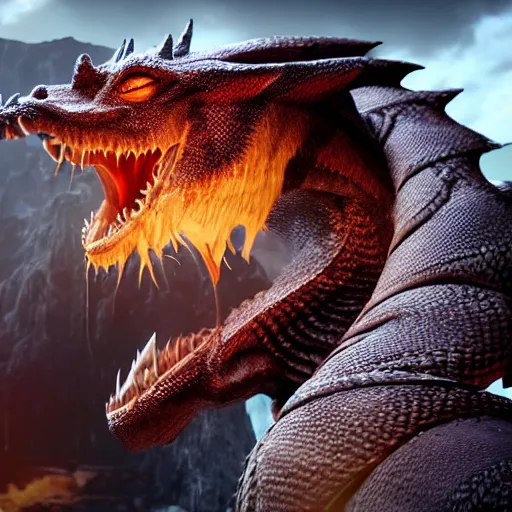 Image similar to a 3 d render of a dragon, unreal engine, realistic,