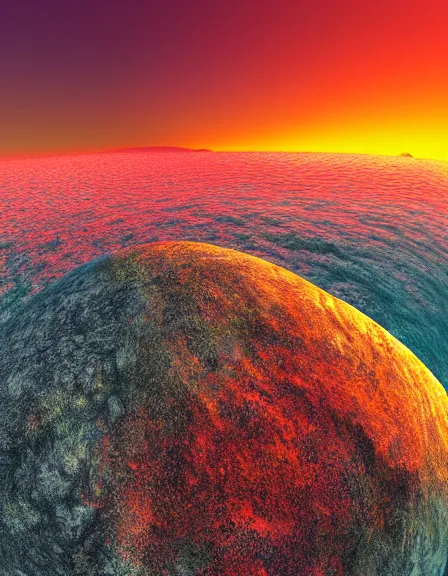 solaris type planet HDRI scene rocky beach trippy red | Stable ...