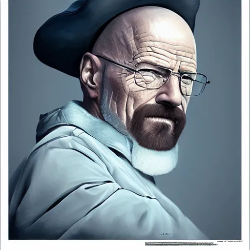 Prompt: Walter white as an Old man, blue eyes, bushy white beard, digital painting, lots of details, extremely detailed, 4k, intricate, brush strokes, Mark Arian, Artgerm, Bastien Lecouffe-Deharme