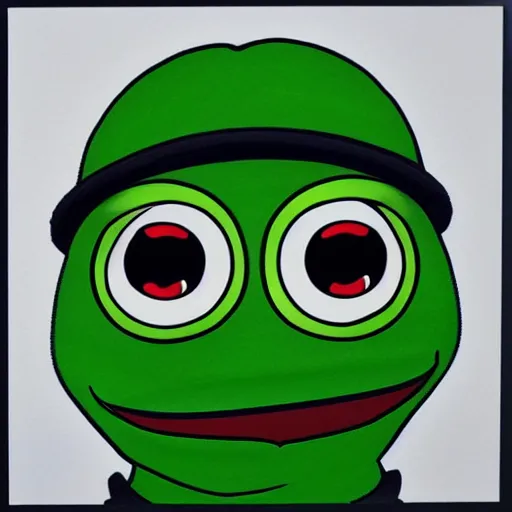 Prompt: sad pepe the frog meme in real life portrait, photo realistic, 4k, detailed, hyper realism