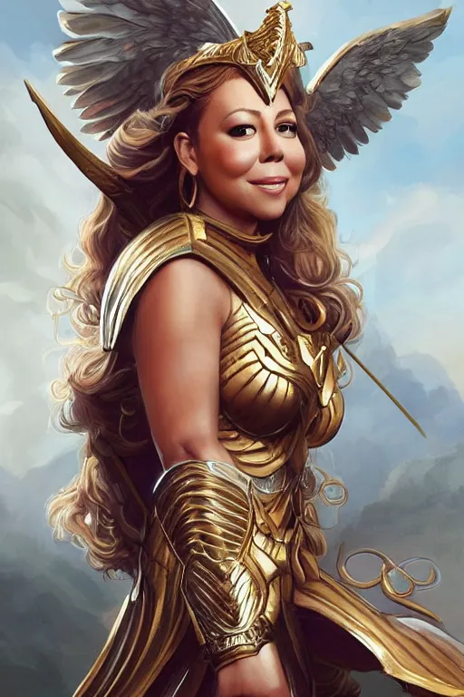 Image similar to mariah carey as an amazon valkyrie athena, d & d, fantasy, portrait, highly detailed, headshot, digital painting, trending on artstation, concept art, sharp focus, illustration, art by artgerm and greg rutkowski and magali villeneuve