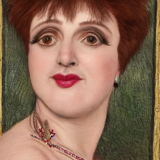 Image similar to portrait of hybrid of liza minelli and isy suttie, preraphaelite, 8 k