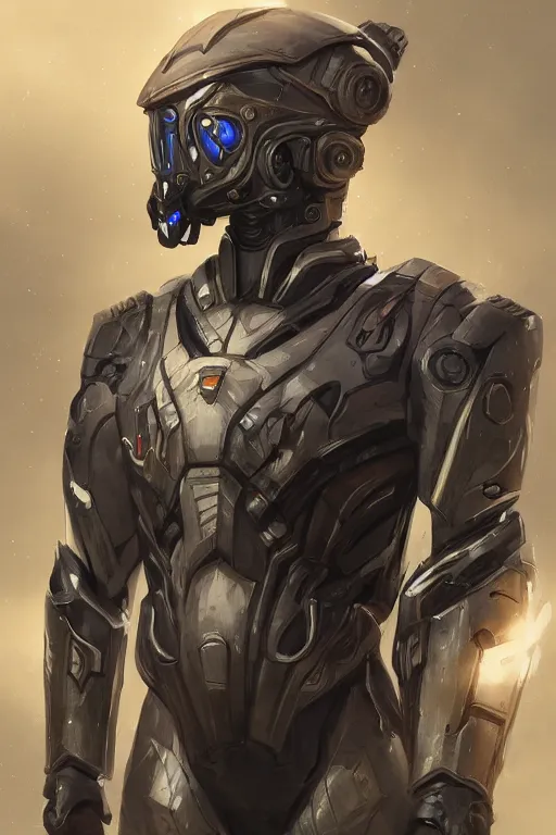 Image similar to Portrait of John Brown wearing futuristic power armor, fantasy, intricate, highly detailed, digital painting, trending on artstation, sharp focus, illustration, style of Stanley Artgerm