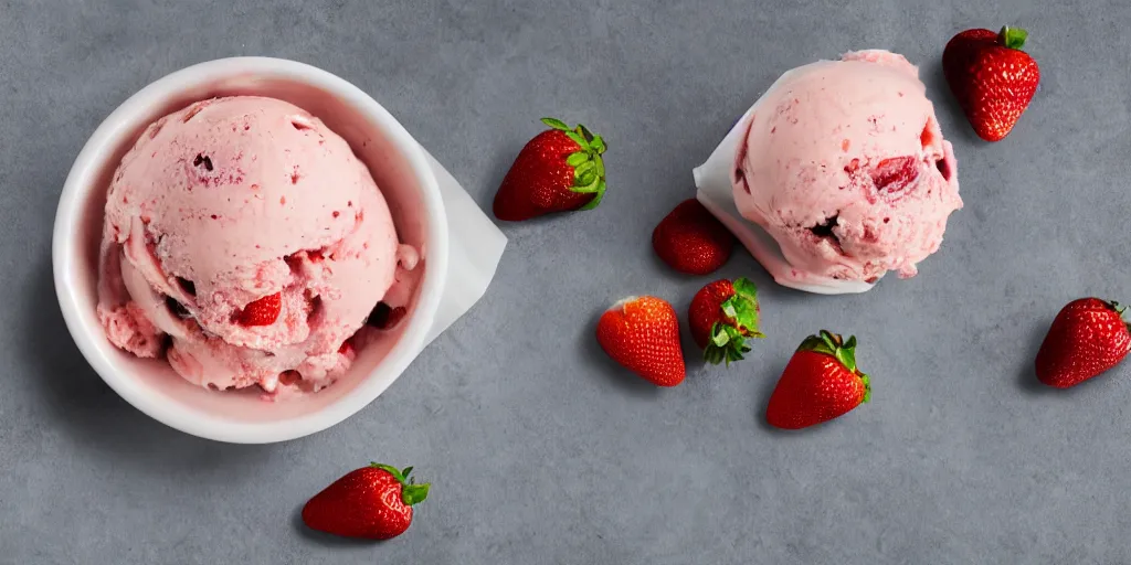 Image similar to realistic strawberry and banana ice cream