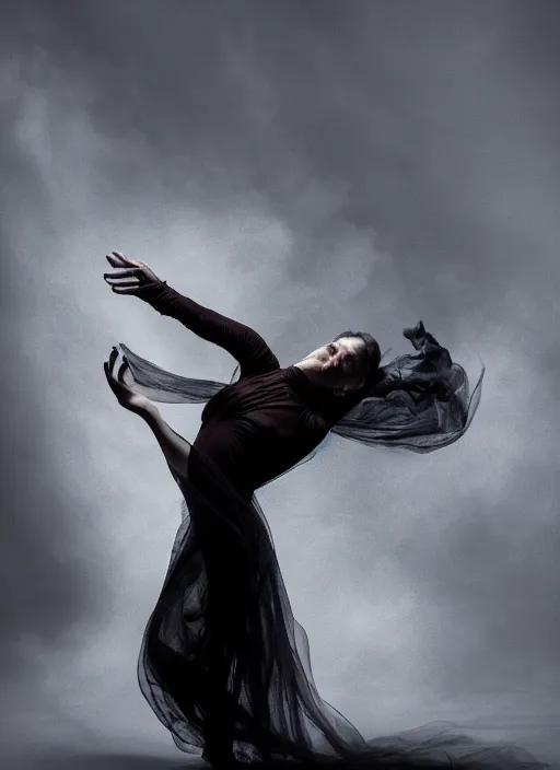 Image similar to a Photorealistic dramatic hyperrealistic render of a beautiful Female smoke dancer by Ken Brower and Deborah Ory of NYC Dance project,Lois Greenfield,Flowing cloth and smoke,Beautiful dynamic dramatic dark moody lighting,volumetric,shadows,cinematic atmosphere,Octane render,8K