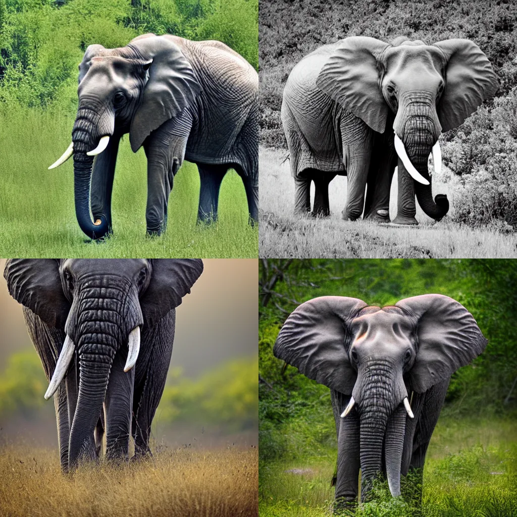 Prompt: A nature photograph of an elephant