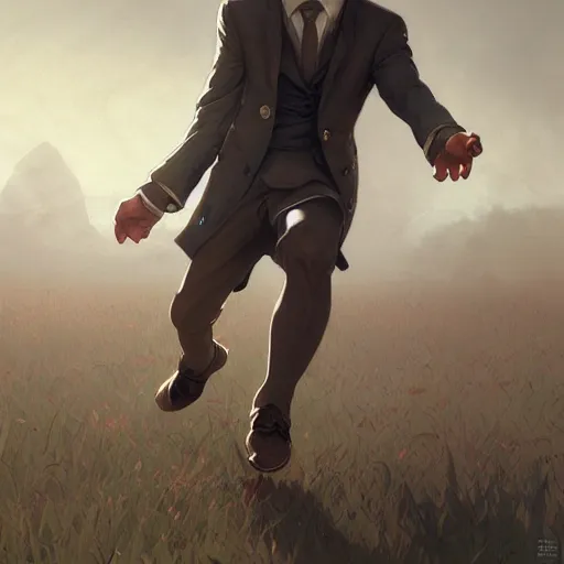 Image similar to Mr Bean playing soccer, D&D, fantasy, intricate, elegant, highly detailed, digital painting, artstation, concept art, matte, sharp focus, illustration, art by Artgerm and Greg Rutkowski and Alphonse Mucha