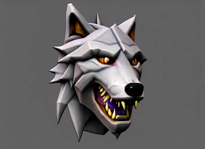 Prompt: wolf head, stylized stl, 3 d render, hearthstone style