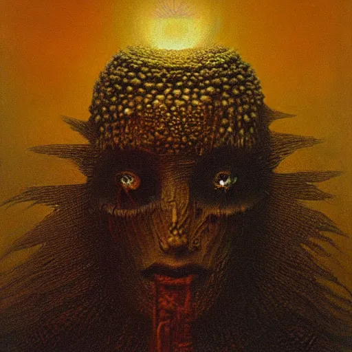 Prompt: the queen of the sun by zdzislaw beksinski and h. r. giger, oil on canvas