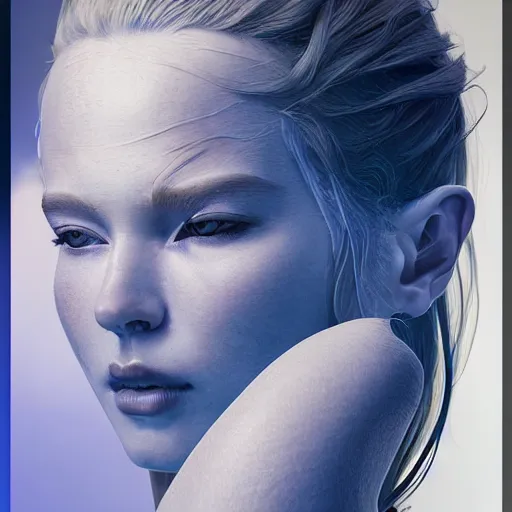 Image similar to the portrait of a blueberry that resembles an absurdly beautiful, graceful, elegant, sophisticated fitness model young woman, an ultrafine hyperdetailed illustration by kim jung gi, irakli nadar, intricate linework, bright colors, octopath traveler, final fantasy, unreal engine 5 highly rendered, global illumination, radiant light, detailed and intricate environment