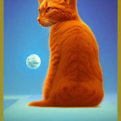 Prompt: A fuzzy orange cat sitting on planet earth, space with stars in the background, trending on artstation, 3D animation, by Beksinski