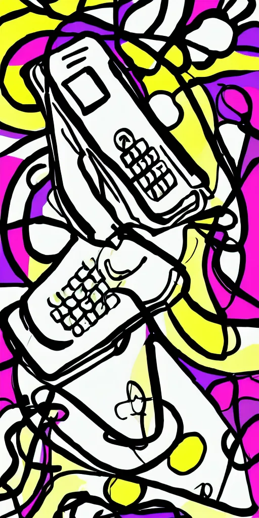 Image similar to 9 0 s mobile phone artistic, illustrator, digital art