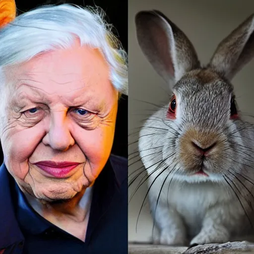 Image similar to david attenborough and rabbit hybrid