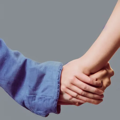 Prompt: a photograph of two non-binary people holding hands,