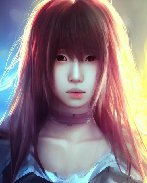 Prompt: official hd photo portrait of kpop idol girl closeup tired and angry by squareenix trending on artstation skeb pixiv cinematic backlit smoke noir technoir detailed