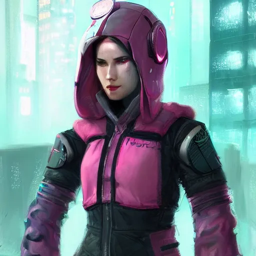 a beautiful nord woman cyberpunk wearing detailed pink | Stable ...