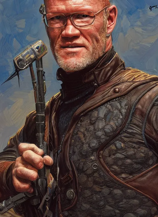 Prompt: portrait of Michael Rooker as Grant (2006), intricate, highly detailed, centered, studio background, digital painting, artstation, concept art, smooth, sharp focus, illustration, artgerm, donato giancola, Joseph Christian Leyendecker, WLOP, Artgerm