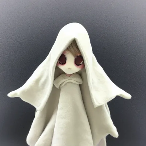 Image similar to cute fumo plush of an angel girl shrouded in a dark hoodie