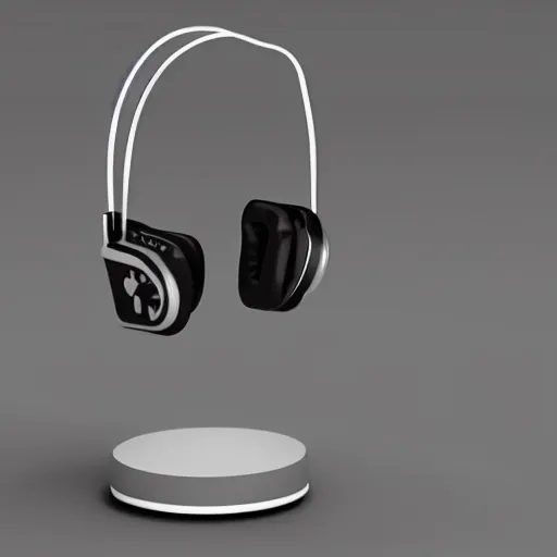 Image similar to headphone stand, futuristic, techno, cyberpunk, product design, 3 d render, 3 d concept, fun, swag