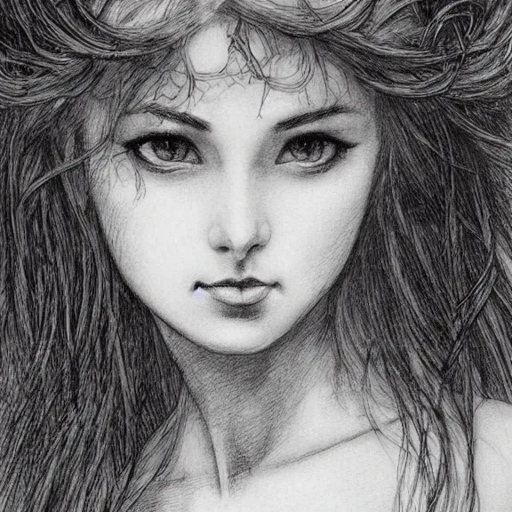 Image similar to a highly detailed portrait in the style of charles dana gibson and in the style of luis royo.