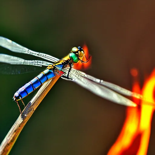 Image similar to Dragonfly made of fire